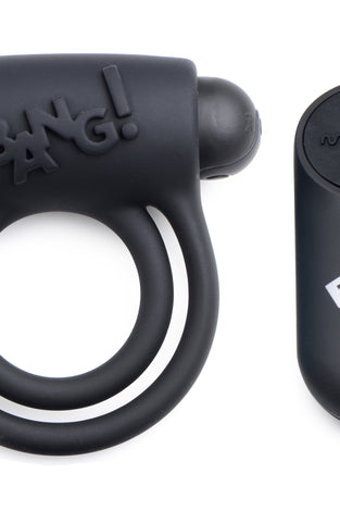Bang - Silicone Cock Ring and Bullet With Remote  Control - Black BNG-AG572-BLK