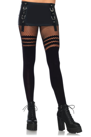 Opaque Faux Thigh High Pantyhose - One Size LA-9999