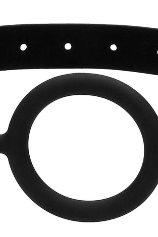 Silicone Ring Gag With Adjustable Bonded Leather  Staps - Black OU-OU679BLK