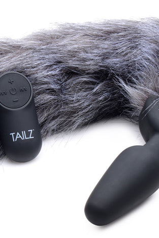 Grey Fox Tail Vibrating Anal Plug TZ-AG187
