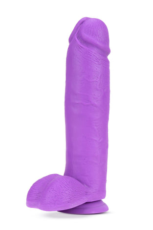 Neo Elite - 10 Inch Silicone Dual Density Cock  With Balls - Neon Purple BL-26411