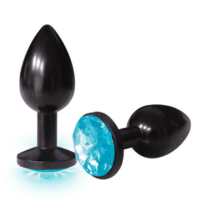The 9's the Silver Starter Anodized Bejeweled Stainless Steel Plug - Aqua ICB2614-2
