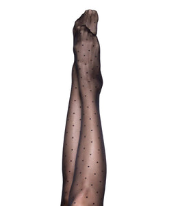 Ally - Polka Dot Thigh High - Size B - Black KX-1304B-BLK-B