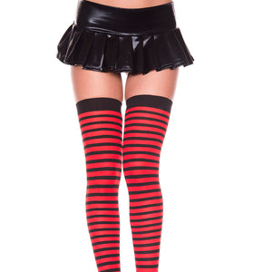Striped Thigh Hi - One Size - Red / Black ML-4741-REDBLK