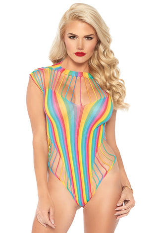 Shredded Opaque Cut Out Teddy - One Size - Rainbow LA-89222MULTI