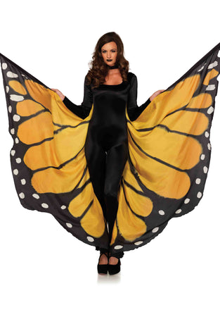 Festival Butterfly Wing Halter Cape - Orange/  - One Size - Black LA-A2782