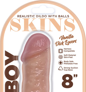 Dickboy - Skins - Dildo With Balls - 8 Inch -  Vanilla Dick Lover HP3366