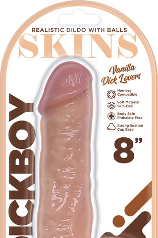 Dickboy - Skins - Dildo With Balls - 8 Inch -  Vanilla Dick Lover HP3366