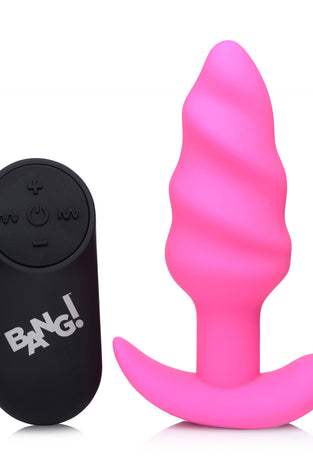 21x Silicone Swirl Plug With Remote - Pink BNG-AG564-PNK