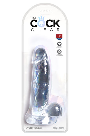 King Cock Clear 7 Inch Cock With Balls PD5754-20