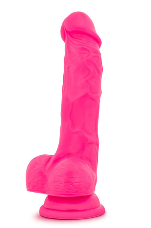 Neo Elite - 7.5 Inch Silicone Dual Density Cock  With Balls - Neon Pink BL-82100