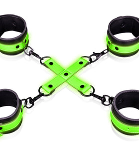 Hand and Ankle Cuffs With Hogtie - Glow in the  Dark OU-OU727GLO
