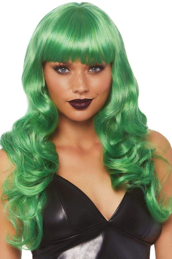 24 Inch Misfit Long Wavy Bang Wig - Green LA-A2766GRN