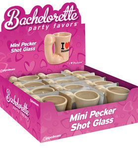 Bachelorette Party Favors - Mini Pecker Shot  Glass Display - 12 Piece PD7909-99D