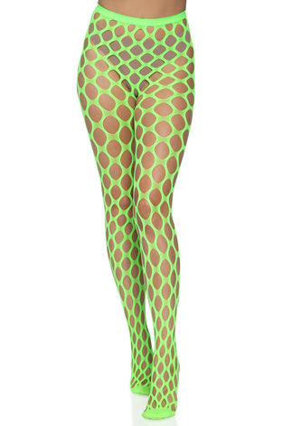 Jumbo Pothole Net Tights - Neon Green - One Size LA-9331NGRN