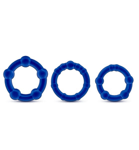 Stay Hard - Beaded Cock Rings - 3 Pack - Blue BL-00013
