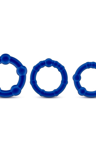 Stay Hard - Beaded Cock Rings - 3 Pack - Blue BL-00013