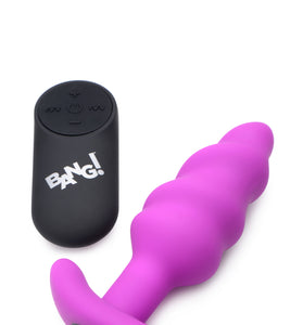 21x Silicone Swirl Plug With Remote - Purple BNG-AG564-PUR