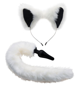 White Fox Tail Anal Plug and Ears Set TZ-AF603