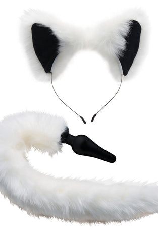 White Fox Tail Anal Plug and Ears Set TZ-AF603