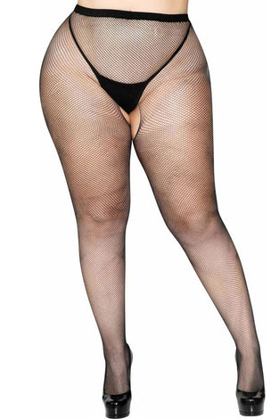 Crotchless Fishnet Pantyhose - Queen Size - Black LA-1404Q