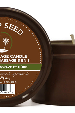 Hemp Seed 3-in-1 Massage Candle - Guavalava - 6 Oz. EB-HSC068