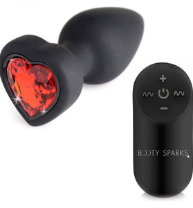 28x Silicone Vibrating Red Heart Anal Plug With  Remote - Small BTYS-AG966-SML