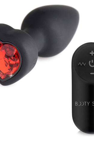 28x Silicone Vibrating Red Heart Anal Plug With  Remote - Small BTYS-AG966-SML