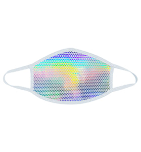 Liquid Party Pure Holographic White Dust Mask  With Silver Trim NN-MSKM-LPPSIL