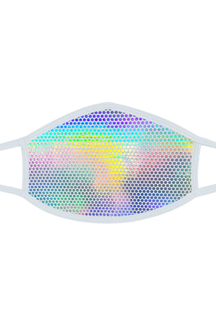 Liquid Party Pure Holographic White Dust Mask  With Silver Trim NN-MSKM-LPPSIL