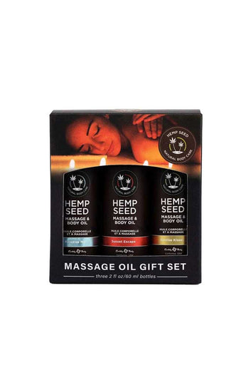 Hemp Seed Summer Massage Oil Trio Gift Set - 3  Trio Gift Set - 3 Pack - 2 Oz Bottles EB-MASG223