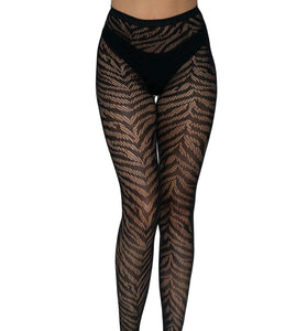 Zebra Net Tights - One Size - Black LA-9722BLKOS