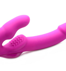 Evoke Rechargeable Vibrating Silicone Strapless Strap on - Pink SU-AF624-PINK