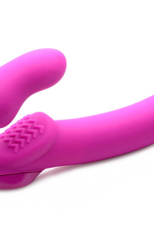 Evoke Rechargeable Vibrating Silicone Strapless Strap on - Pink SU-AF624-PINK