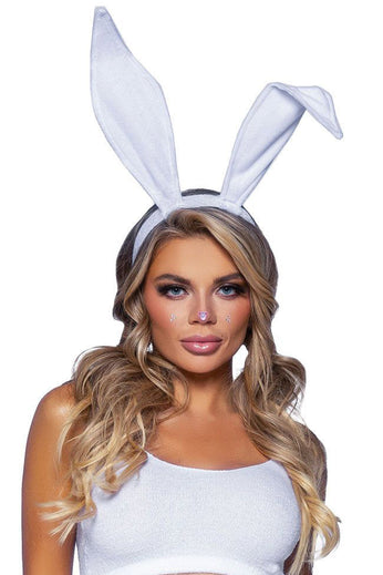 Bendable Velvet Bunny Ears - White LA-A2868-WHT
