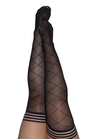 Anna - Diamond Thigh High - Size D - Black KX-1321D-BLK-D