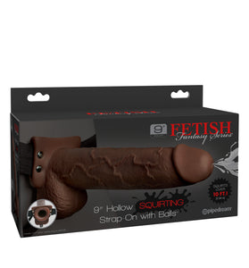 Fetish Fantasy Series 9 Inch Hollow Squirting Strap-on With Balls - Brown PD3398-29