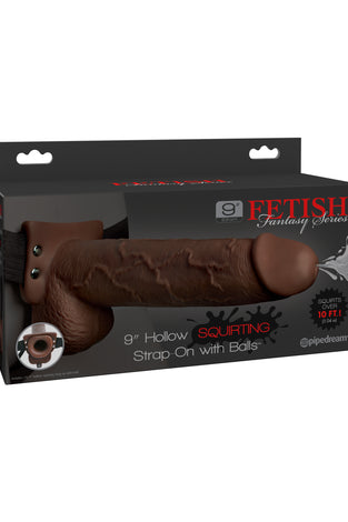 Fetish Fantasy Series 9 Inch Hollow Squirting Strap-on With Balls - Brown PD3398-29