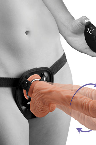 10x Groove Harness With Vibrating & Rotating Dildo - Flesh SU-AG370