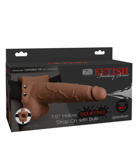 Fetish Fantasy Series 7.5 Inch Hollow Squirting Strap-on With Balls - PD3397-22