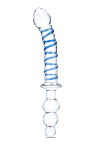 10 Inch Twister Dual-Ended Dildo - Clear/blue GLAS-163