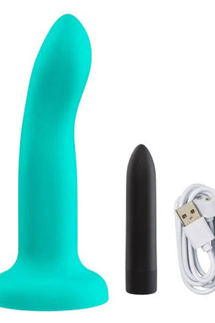 Ergo Super Flexi IV Dong Soft and Flexible Liquid  Silicone With Vibrator - Teal WTC969