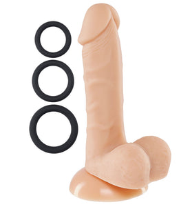 Pro Sensual Premium Silicone 6 Inch Dong With 3  Cockrings - Flesh WTC852820