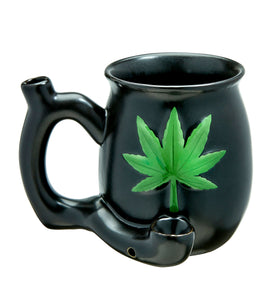 Black Matt Mug With Embossed Green Leaf - Roast  and Toast FC-82504