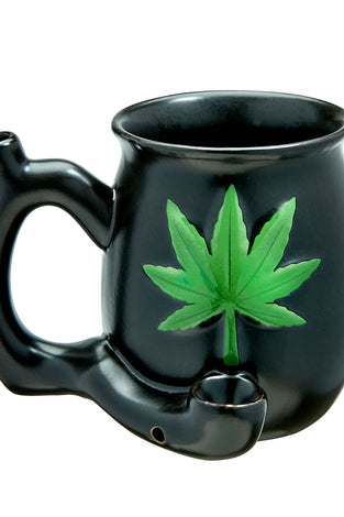 Black Matt Mug With Embossed Green Leaf - Roast  and Toast FC-82504