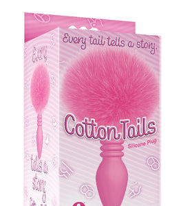 The 9's Cottontails Silicone Bunny Tail Butt Plug  - Ribbed Pink IC2686