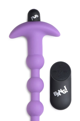 Bang - Vibrating Silicone Anal Beads and Remote Control - Purple BNG-AG614-PUR
