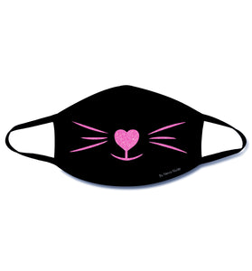Meow-Za Pink Glitter Kitty Face Mask With Black  Trim NN-MSKM-KITBLA
