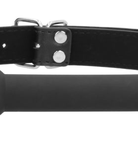 Silicone Bit Gag With Adjustable Bonded Leather  Straps - Black OU-OU678BLK