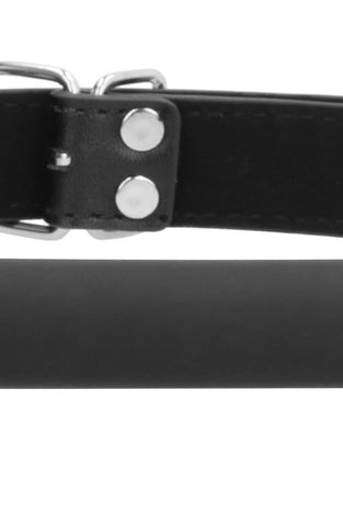 Silicone Bit Gag With Adjustable Bonded Leather  Straps - Black OU-OU678BLK